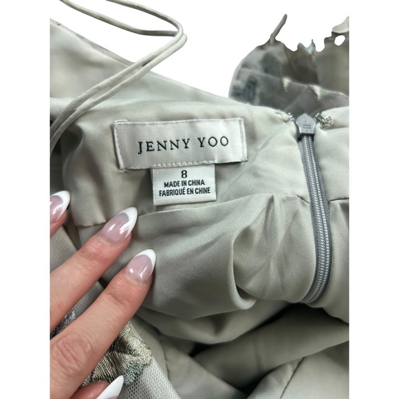 Jenny Yoo Juliana Enchanted Floral Embroidery Blue Agate Dress Formal Gown Sz 8 - Picture 9 of 10